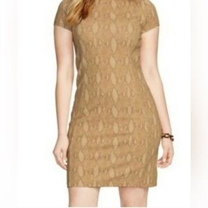 Lauren Ralph Lauren Tan and Cream Snake Print Short Sleeve Dress Size Small